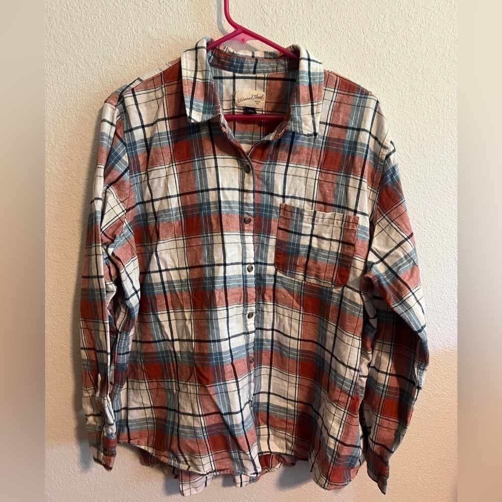 Universal Thread Red Plaid Button Down Shirt Size XXL